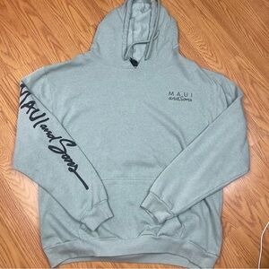 Maui and Sons Sage Green Pullover Hoodie with Script Sleeve Logo